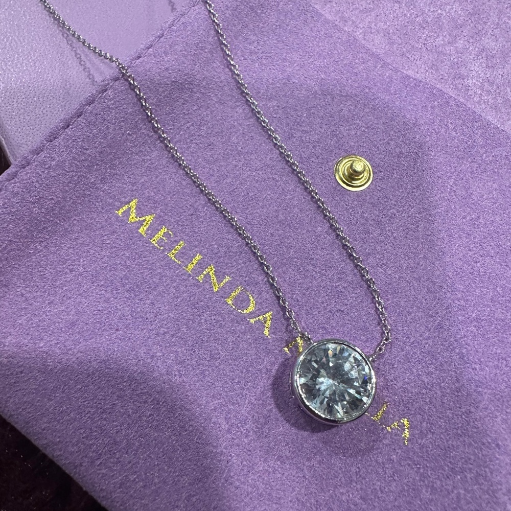 NWT Melinda Maria Silver Necklace with Clear Better Than Diamonds Collection - Picture 4 of 5